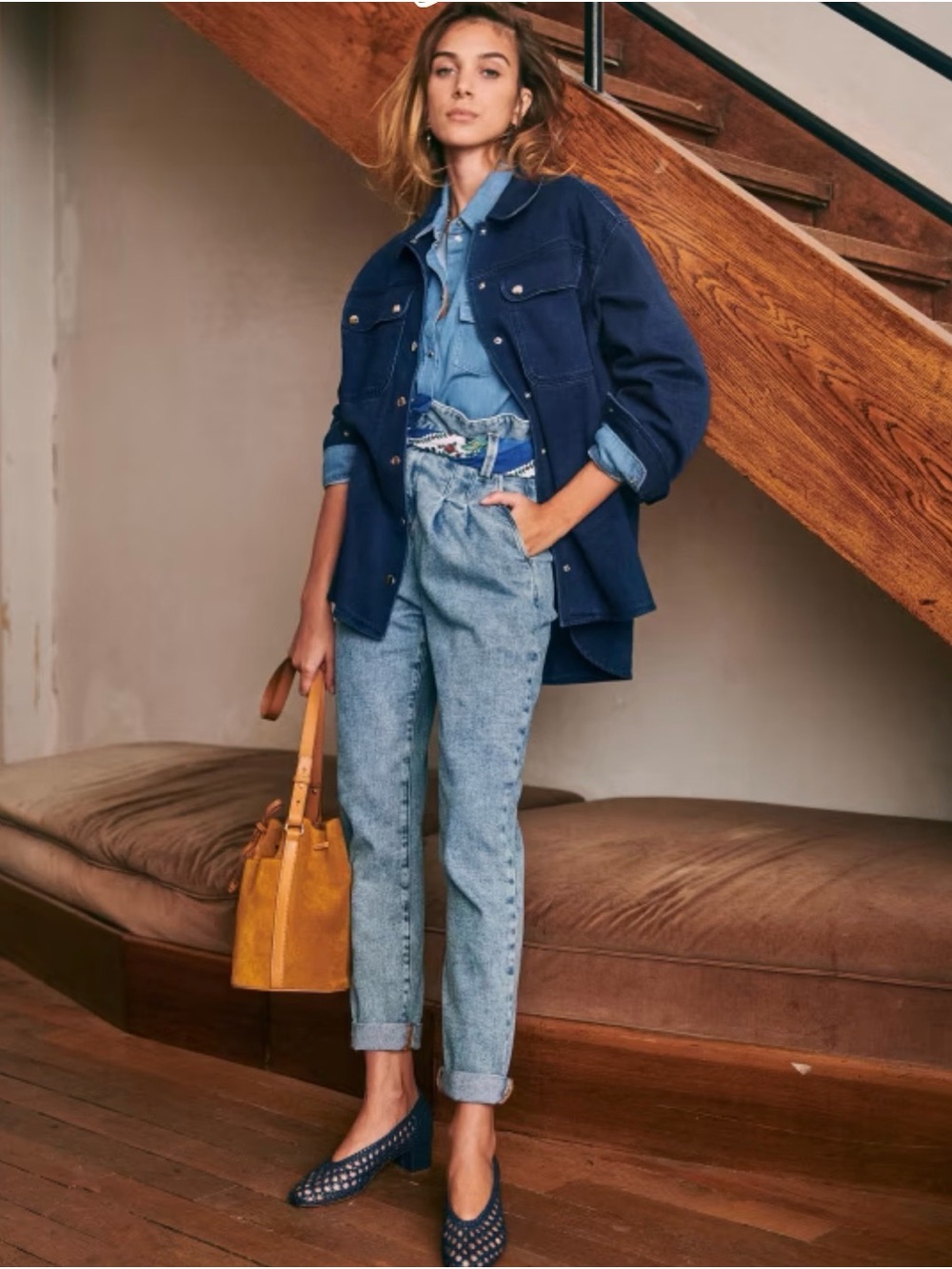 Sezane High-Rise Light Blue Mom Jeans